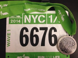 Bib and finisher's medal.